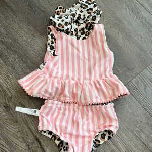 Mud Pie Reversible Leopard Stripe Swimsuit